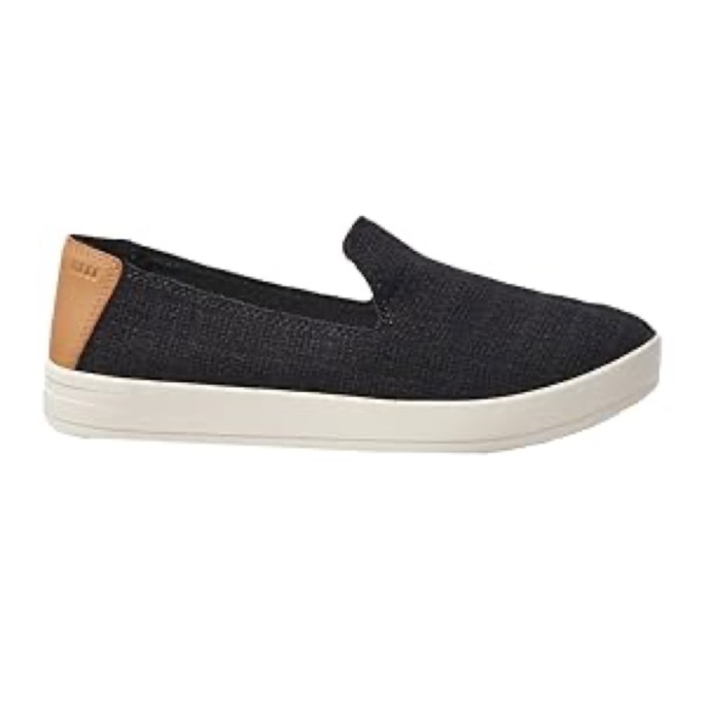 Reef Black Slip-On Canvas Sneaker with Tan Heel Accent